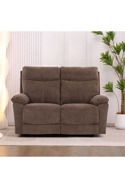 Danube Home Valor 2 Seater Fabric Recliner - Light Brown L146xW93xH100cm