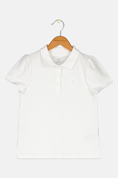 GAP Kids Girl Plain Short Sleeves Polo Shirt, White