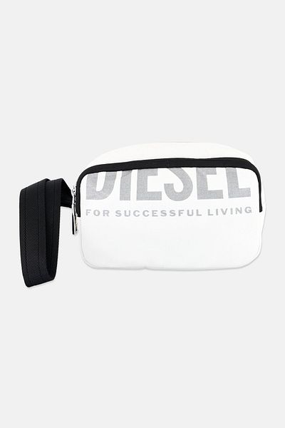 Diesel Women Brand Logo Make Up Pouch, Light Grey