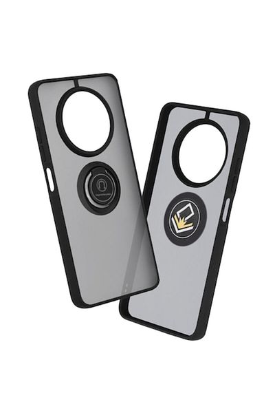 Dali Protective Case Compatible with Realme 12/12X, Glinth, Magnetic Ring, TPU, Black-Transparent