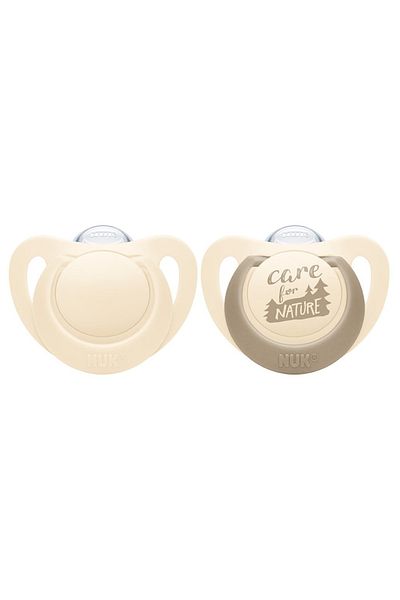 Nuk Suzeta for Nature Silicon M1, 0-6 luni, Set 2 Bucati, Crem