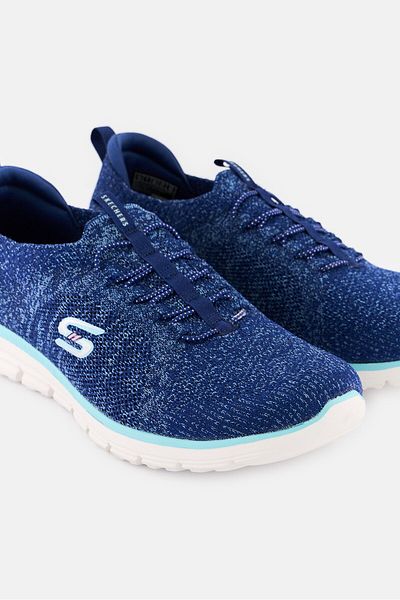 SKECHERS Women Luminate Magnificent Slip On Running Shoes, Navy