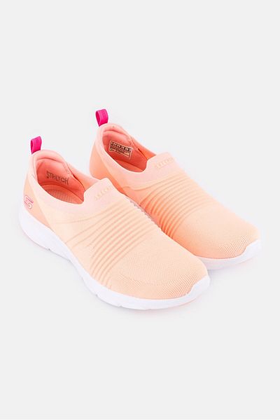 SKECHERS Women Dlux Comfort Slip On Casual Shoes, Peach