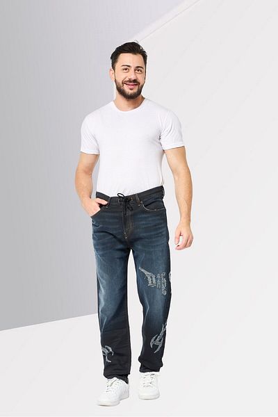 Diesel Men Carrot Fit Rip Stretchable Denim Jeans, Navy