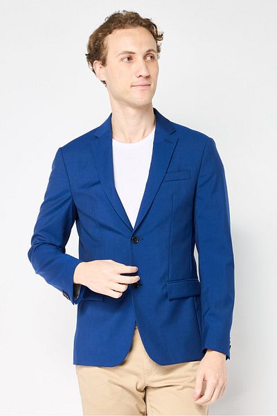 Calvin Klein Men Fitted Fit Solid Formal Blazer, Blue