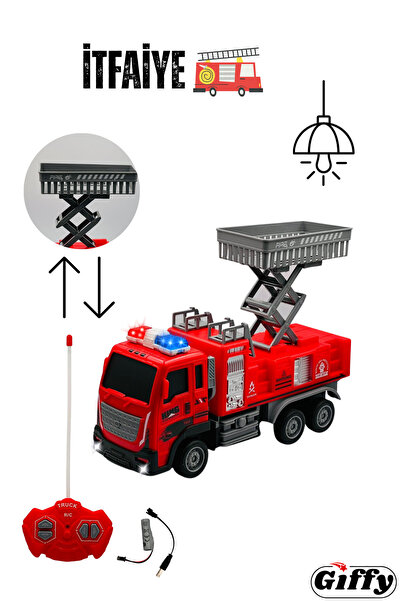 giffy Oyuncak Uzaktan Kumandalı İtfaiye Şarjlı Işıklı Full Fonksiyon Merdiven...