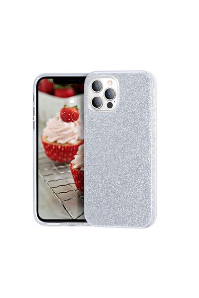 Dali Protective Case Compatible with Apple iPhone 12 / 12 Pro, Glitter Case, Silver Silicone