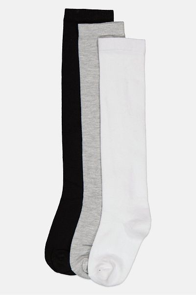 Bebe Kids Girl 3 Pair Plain Knee High Socks, Multicolor