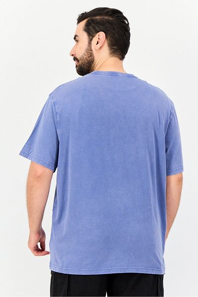 AMERICAN EAGLE Men Crew Neck Short Sleeves Brand Logo T-Shirt, Slate Blue