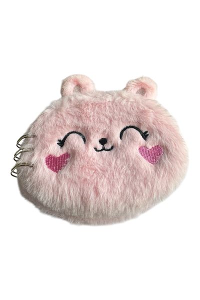 Polin Plush Covered Mini Notepad with Cute Animal Characters, Spiral Bound