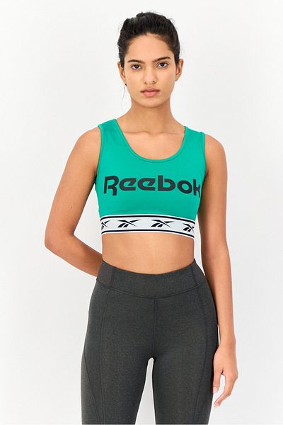 Reebok Women Brand Logo Non Padded Sports Bra, Green