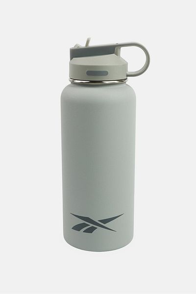 Reebok Stainless Steel Brand Logo Straw Bottle 950 ml, Grey