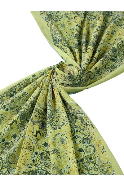 mim eşarp Vav Silk Soft Cotton Ethnic Patterned Shawl 75X190 cm