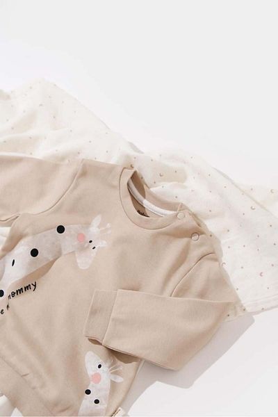 Magu Baby Cotton Giraffe Printed Sweatshirt and Sweatpants Bottom-Top Set