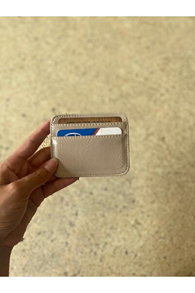 mlio Beige Leather Card Holder Wallet Minimalist and Elegant Design