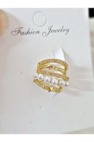 mos&more Gold İncili Kıkırdak Küpe, 2 Adet