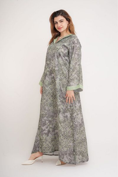 IKKXA Elegant Patterns Collared Jalabiya