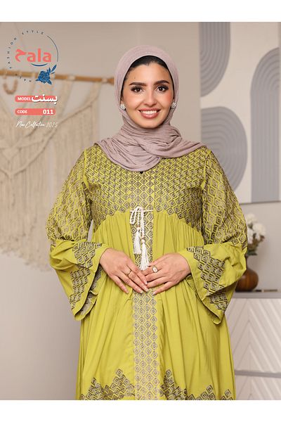 Hala Embroidered reception jalabiya made of light and soft linen fabric that gives you a feeling of comfort and freshness
