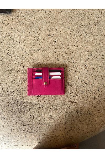 mlio Pink Faux Leather Wallet Card Holder Multi-Eye Card Holder with Snap Fastener