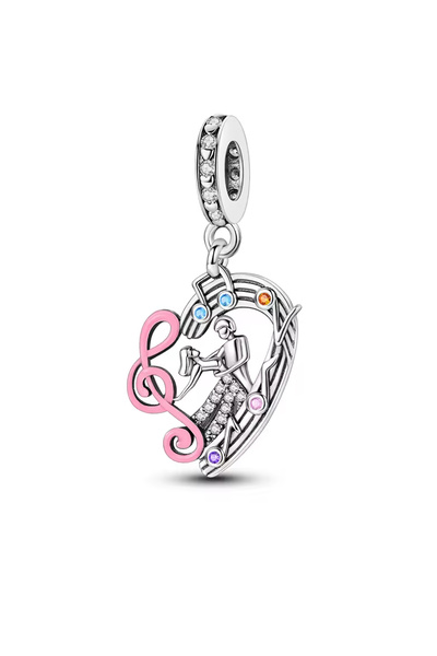 Fubena Melody of the Heart Silver Charm with Pendant