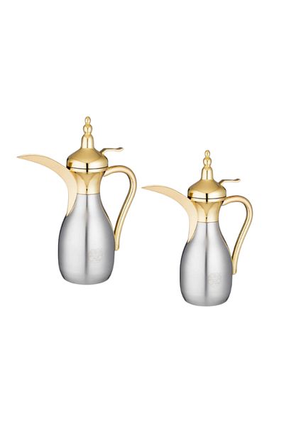 drobina طقم دلة قهوة إستيل عازل للحرارة لحفظ السوائل الساخنة بسعة 1/0.75 لتر من دروبينا