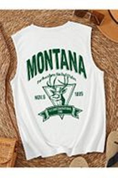 MARKATEM Relaxed Fit Oversize Montana Printed Unisex Sleeveless T-Shirt