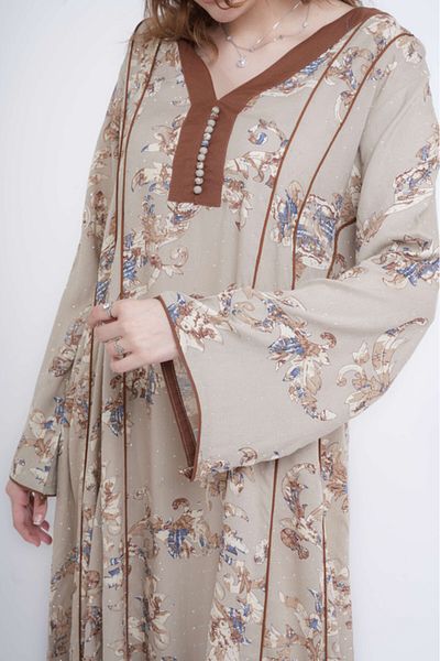IKKXA Classic Patterns Printed Jalabiya