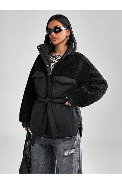 SERBA Plush Garnished Fiber Women's Coat