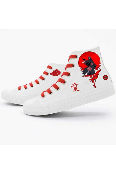 LİASSHOES White Linen Red Kimano Anime Printed Kids Sports Shoes Sneaker