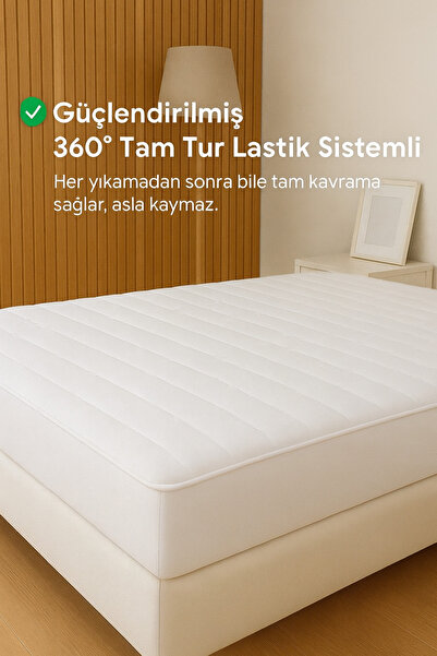 POMELO HOME Kapitoneli Fitted Alez | Lastikli Elyaf Dolgulu Yatak Koruyucu Örtü Çarşaf