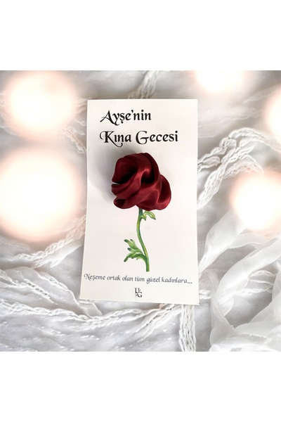 KINACIKIZ 10 ADET Kına Hatırası Kişiye Özel Gül Tokalı Hediyelik – Saten Simi...