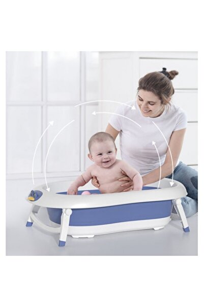 OEM Cadă de baie pliabilă pentru bebeluși cu hamac albastru detașabil