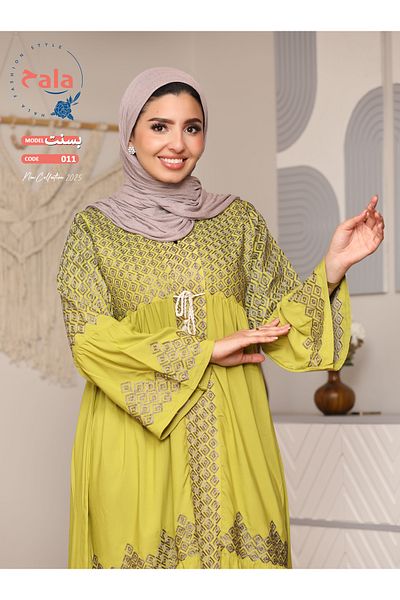 Hala Embroidered reception jalabiya made of light and soft linen fabric that gives you a feeling of comfort and freshness