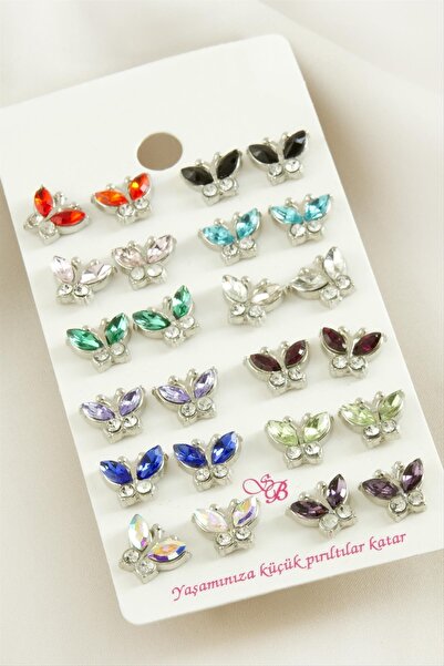 CT STONES أقراط صغيرة من حجر الفراشة