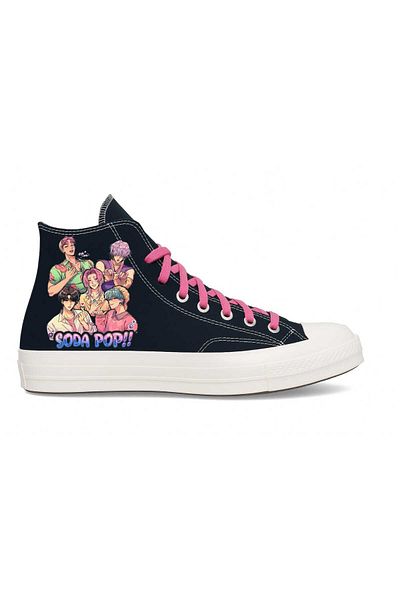 LİASSHOES Black Linen Soda Huntr Men Printed Kids Sports Shoes Sneaker