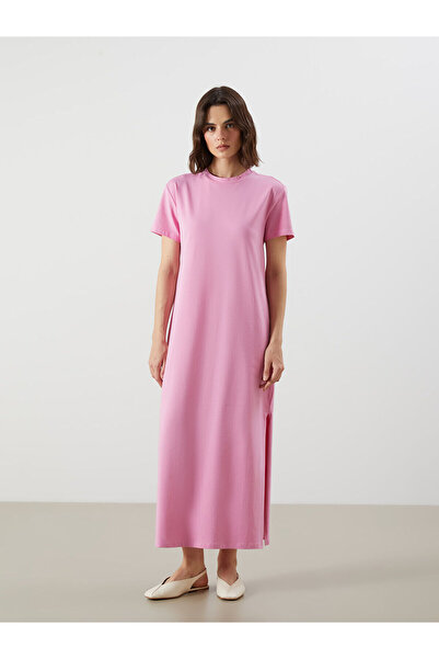 LC Waikiki Rochie cu decolteu tip crewneck și șliț Özmarka, colecția nouă