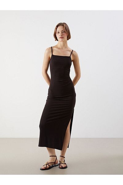 LC Waikiki Square Neck Strap Gathered Dress