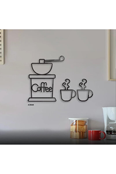 ZERF لوحة جدارية أكريليك تعرض ماكينة قهوه تدرجات اللون الاسود