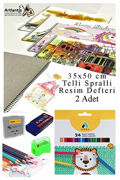 Artlantis 24 لونًا من الطلاء الجاف عادل 35 × 50 سم دفتر رسم سبرالي مع ممحاة ع...