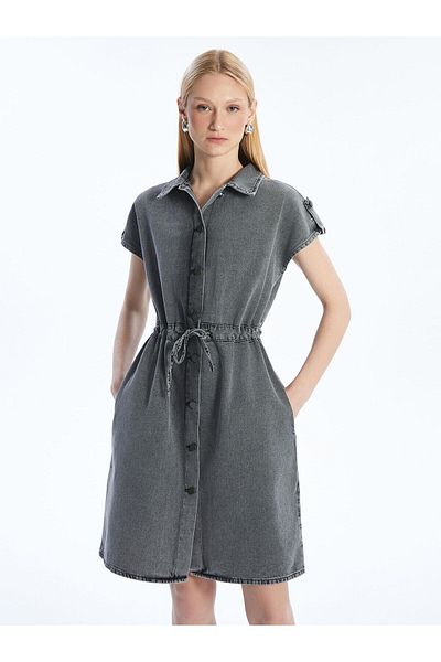 LC Waikiki Shirt Collar Women's Jean Dress