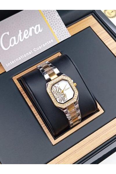 catera Women's watch that expresses authenticity, silver and gold-colored steel, white dial