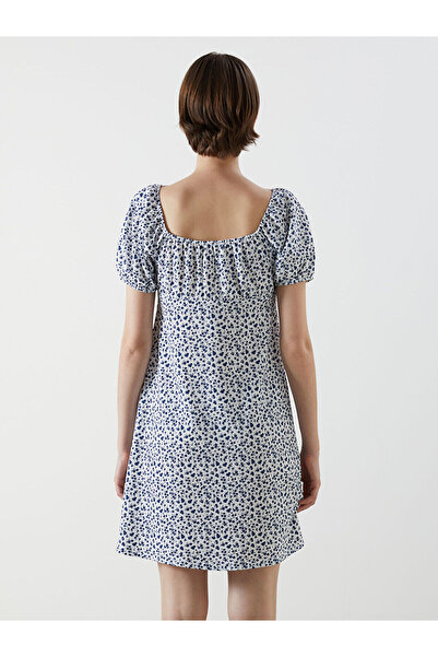 LC Waikiki Yeni Sezon Baglamali Yaka Cicekli Mini Elbise - S5QG19Z8