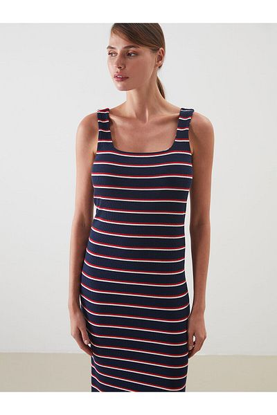 LC Waikiki Rochie bodycon cu dungi cu decolteu în U