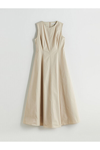 LC Waikiki Yeni Sezon Bisiklet Yaka Poplin Belden Oturtmali Elbise - S5R911Z8