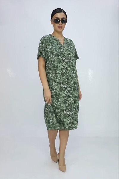 AKŞEN GİYİM Rochie de damă, mărime mare, 100% bumbac, viscoză, cu mânecă scurtă, până la genunchi
