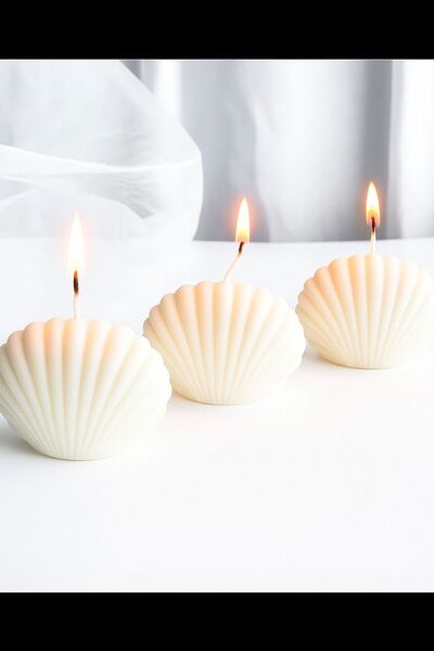 AresMumAtölyesi 3 adet mini istiridye hediyelik dekoratif mum seti