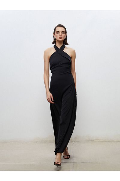 LC Waikiki Rochie de seară din satin cu guler Halter