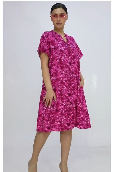 AKŞEN GİYİM Rochie de damă, mărime mare, 100% bumbac, viscoză, cu mânecă scurtă, până la genunchi