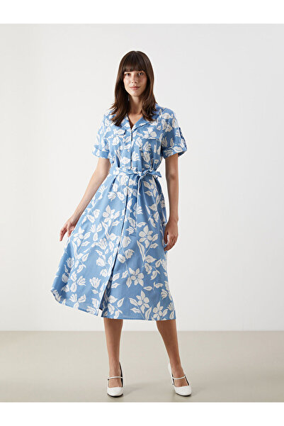 LC Waikiki Φόρεμα πουκάμισο με φλοράλ ποπλίνα