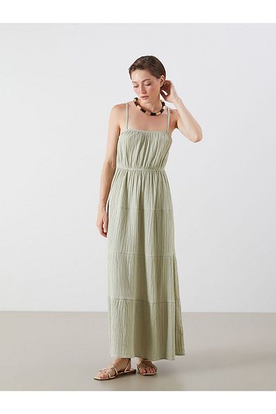 LC Waikiki U Neck Gathered A-Line Muslin Dress
